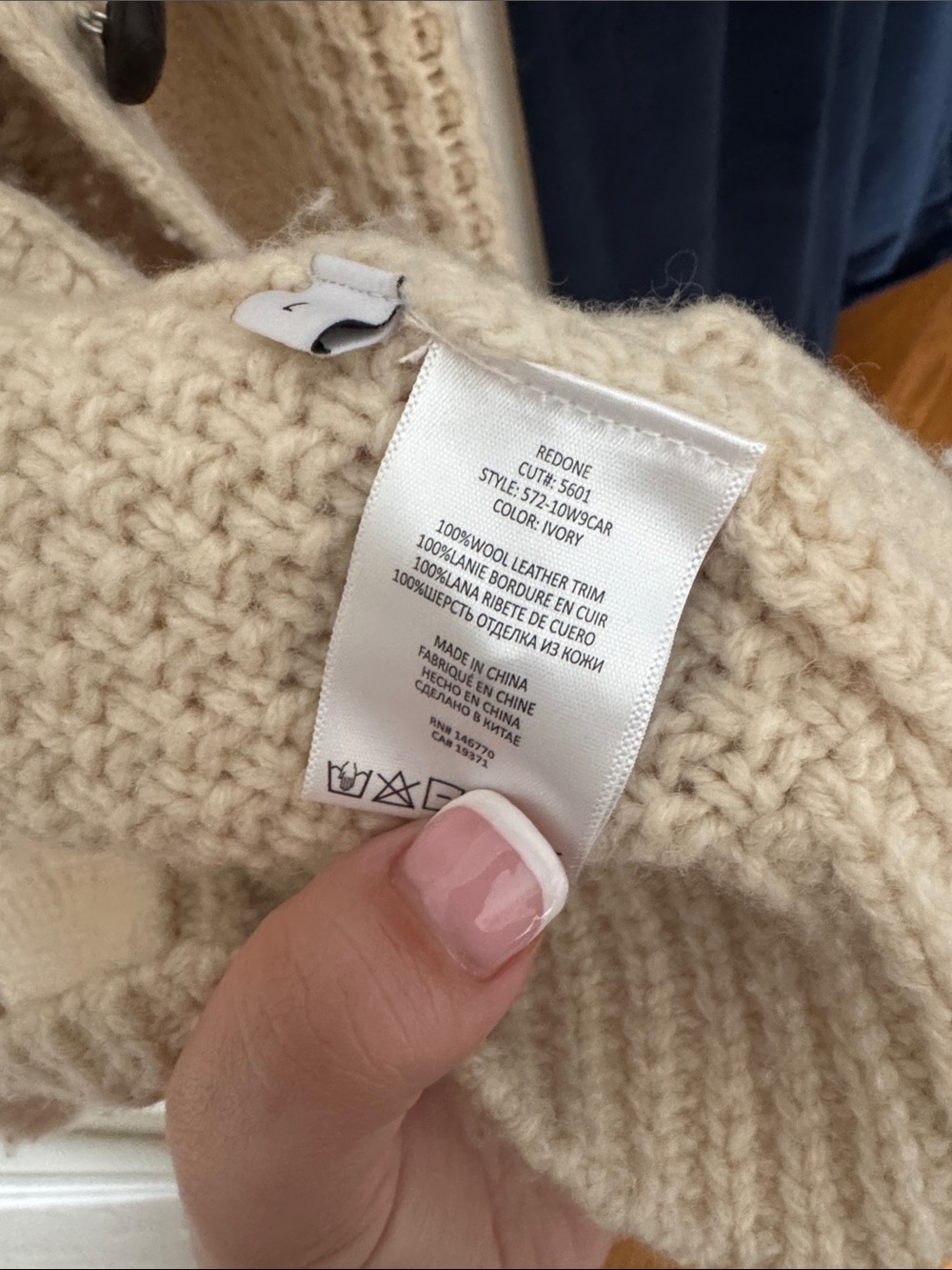 Re/Done Ivory Cable & Waffle Knit Button Cardigan L - Picture 5 of 5